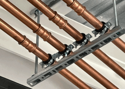 Walraven RapidRail® Rail Systems makes light work of ceiling hanging pipe supports